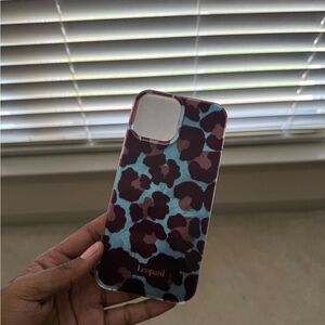 Leopard Pattern Phone Case - Blue Meatallic